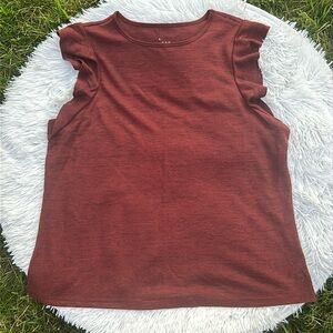 🩶5/$30 A New Day from Target Burgundy Ruffle Sleeve Top Size Large